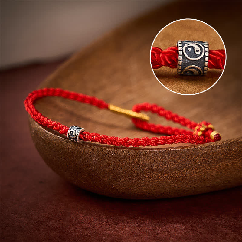 Buddha Stones Black Red String Yin Yang Protection Hand-Woven Minimalist Bracelet - Bright Red Red String(Protection♥Luck)