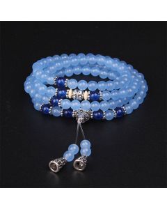 Buddha Stones 108 Beads Blue Crystal Healing Bracelet Mala - 6mm Blue Crystal