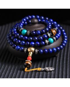 Buddha Stones 108 Beads Lazurite Lapis Lazuli Positive Bracelet Mala - 8mm*108