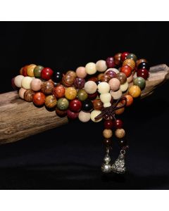 Buddha Stones  108 Beads Wenge Wood Mala Blessing Meditation Bracelet - 15mm Bracelet