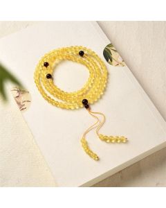 Buddha Stones 108 Mala Beads Natural Amber Clear Anxiety Bracelet - 5mm*108 Amber