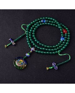Buddha Stones 108 Mala Beads Natural Green Agate Bodhisattva Green Tara Manifestation Charm Bracelet - 10mm