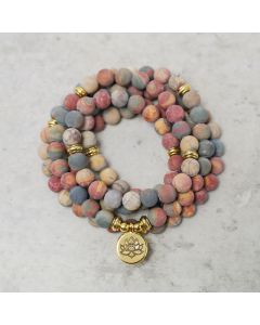 Buddha Stones 108 Mala Beads Picasso Jasper Stone Courage Energy Bracelet - Picasso Jasper