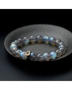 Buddha Stones 12 Chinese Zodiac Moonstone Calm Love Bracelet - Dog/Pig-Amitabha Buddha