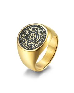 Buddha Stones 12 Constellations of the Zodiac Star of David Protection Ring - Silver / US12