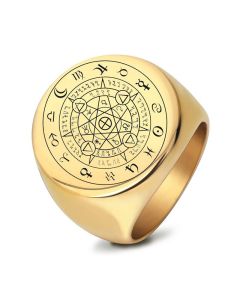 Buddha Stones 12 Constellations of the Zodiac Protection Blessing Ring - Silver / US12