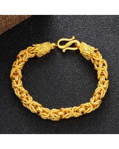 Buddha Stones 24k Gold Plated Double Headed Dragon Protection Bracelet - Dragon(Luck♥Strength)