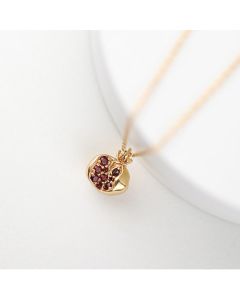 Buddha Stones 925 Sterling Silver 18k Gold Plated Pomegranate Garnet Crystal Passion Charm Necklace Pendant - Garnet(Purification♥Protection)