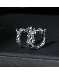 Buddha Stones 925 Sterling Silver Dragon Hoop Pattern Protection Earrings - A Pair of Earrings
