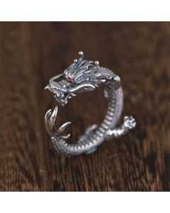 Buddha Stones 925 Sterling Silver Dragon Luck Protection Ring - Dragon (Protection ♥ Success)