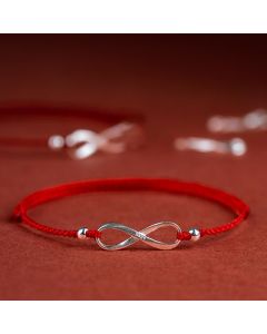 Buddha Stones 925 Sterling Silver Endless Knot Protection Luck Red String Bracelet Anklet - Dark Red / Anklet(Anklet Circumference 20-25cm)