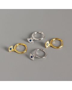 Buddha Stones 925 Sterling Silver Evil Eye Blessing Protection Stud Earrings - Gold