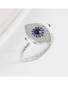 925 Sterling Silver Evil Eye Protection Blessing Rotatable Ring - Gold