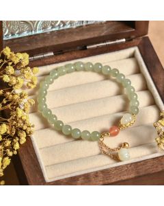 Buddha Stones 925 Sterling Silver Hetian Jade Gourd Lotus Abundance Luck Bracelet - Hetian Jade(Prosperity♥Abundance)
