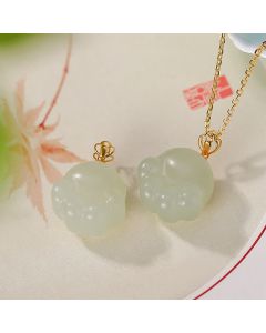 Buddha Stones 925 Sterling Silver Hetian White Jade Cute Cat Paw Luck Necklace Pendant - Hetian White Jade(Protection♥Happiness)