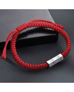 Buddha Stones 925 Sterling Silver Letter Engraving Blessing String Bracelet - Black&Letter Change(Bracelet Size 18-24cm)