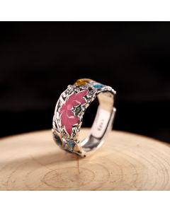 Buddha Stones 925 Sterling Silver Lotus Koi Fish Enlightenment Ring - 925 Sterling Silver