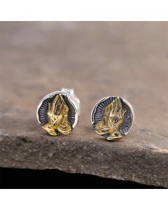 Buddha Stones 925 Sterling Silver Namaste Equality Stud Earrings - Namaste(Bow with respect&Connection)