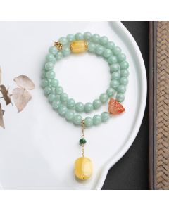 Buddha Stones 925 Sterling Silver Natural Jade Amber Butterfly Luck Abundance Bracelet - Jade (Prosperity ♥ Abundance)