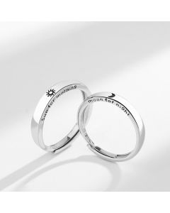 Buddha Stones 925 Sterling Silver Sun Moon Protection Adjustable Couple Ring - Men (Sun)