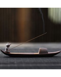 Buddha Stones A Lonely Fisherman Afloat Ceramic Healing Incense Burner - Lonely Fisherman Afloat Incense Burner