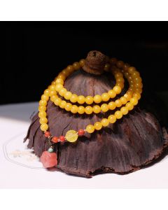 Amber Healing Balance Necklace Flower Charm Bracelet - Amber