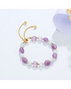Buddha Stones Amethyst Pink Crystal Black Rutilated Quartz Spiritual Awareness Bracelet - Black Rutilated Quartz(Luck♥Success)