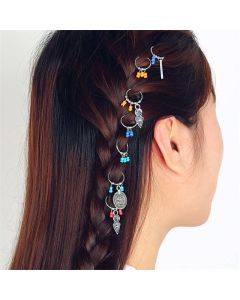Buddha Stones Antique Leaf Coins Beads Barrette Hair Pins Decoration - 9Pcs Silver Hair Pins