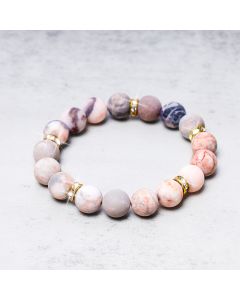 Buddha Stones Anxiety Stress Healing Crystal Zebra Jasper Bead Bracelet - 0.39 IN (10mm)