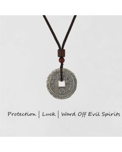 Buddha Stones Bagua Yin Yang Copper Coin Star Balance Energy Necklace Pendant - Bagua&Yin Yang