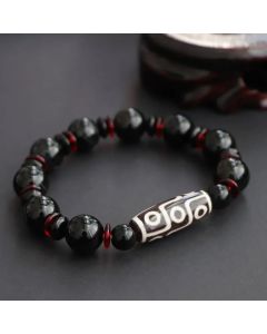 Buddha Stones Black Onyx Nine-Eye Dzi Bead Wealth Protection Bracelet - Black Onyx&Nine-Eye Dzi Bead