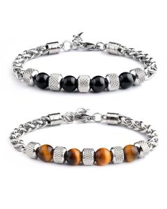 Buddha Stones Black Onyx Tiger Eye Bead Courage Bracelet - Green Tiger Eye 8mm