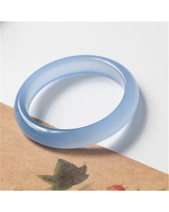 Buddha Stones Blue Chalcedony Emotional Balance Bracelet Bangle - 64mm