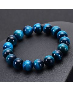 Buddha Stones Blue Tiger Eye Protection Bracelet - 0.47 in (12 mm)