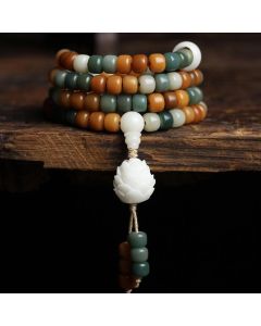 Buddha Stones Bodhi Lotus Mala Harmony Necklace Bracelet - 7*9mm