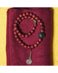 Buddha Stones Bodhi Seed Cyan Jade Copper Peace Luck Bracelet - 18cm