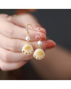 Buddha Stones Bodhi Seed Lovely Cat Paw Claw Peace Dangle Drop Earrings - Bodhi Seed (Wisdom♥Keep away evil spirits)