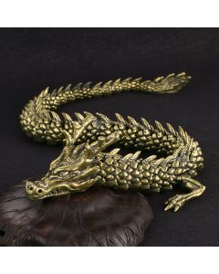 Buddha Stones Brass Copper Dragon Wealth Luck Protection Statue Figurine Home Decoration - Gold