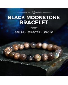 Buddha Stones Black Moonstone Soothing Bracelet - Black Moonstone(Wrist Circumference: 14-16cm)