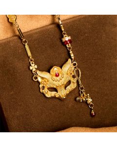 Buddha Stone 24k Gold Plated Brass Fox Design Tassel Pendant Necklace - Fox