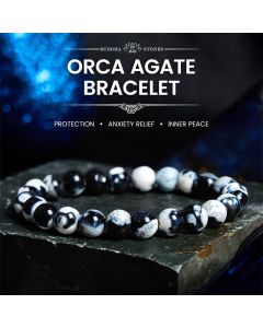 Buddha Stones Orca Agate Protection Bracelet - Orca Agate(Wrist Circumference: 14-16cm)