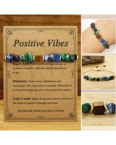 Buddha Stone Positive Vibes Malachite Tiger's Eye Lazurite Lapis Lazuli Anti-anxiety Bracelet - Positive Vibes(Wrist Circumference 14-24cm)