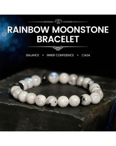 Buddha Stones Rainbow Moonstone Harmony Bracelet - Rainbow Moonstone(Wrist Circumference: 14-16cm)