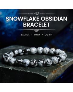 Buddha Stones Snowflake Obsidian Balance Bracelet - Snowflake Obsidian(Wrist Circumference: 14-16cm)