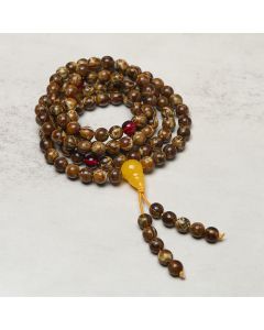 Buddha Stones 108 Beads Multicolored Amber Gourd Charm Mala - 12mm