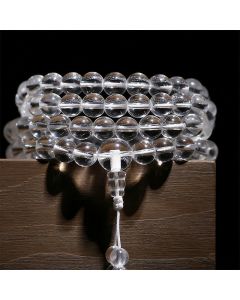 Buddha Stones 108 Clear Quartz Beads Protection Mala - 8mm Clear Quartz
