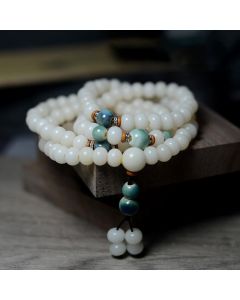 Buddha Stones 108 Mala Beads Bodhi Seed Keep Away Evil Spirits Calm Bracelet - 8*10mm