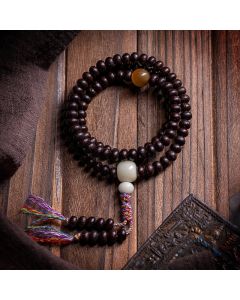 Buddha Stones 108 Mala Beads Bowl Bodhi Seed Colored Rope Peace Bracelet - Bowl Bodhi Seed(Wrist Circumference: 14-16cm) / Cotton rope