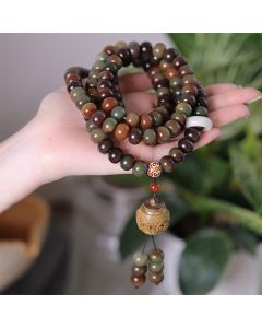 Buddha Stones 108 Mala Beads Dunhuang Color Bodhi Seed Dzi Bead Keep Away Evil Spirits Bracelet - Bodhi Seed(Wisdom♥Wake Up)