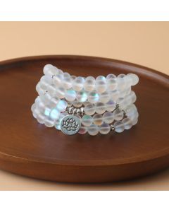 Buddha Stones 108 Mala Beads Glitter Stone Lotus Enlightenment Bracelet - Glitter Stone